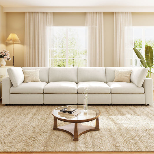 U-style 133.5' Upholstered Modular Sofa with Storage Space, USB Charge Ports, Wireless Charging and Built-in Bluetooth Speaker in Arm, Sectional sofa for Living Room, Apartment  WY000465AAA