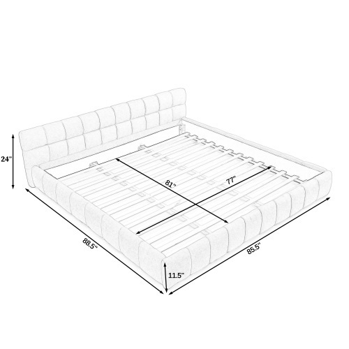 King size  Upholstered Bed Frame with Thick Fabric, Chenille Fabric Grounded Queen Size Platform Bed with Headboard and Solid Frame. No Box Spring Needed-Pink(88.5''*85.5''*24'')  W487P246686