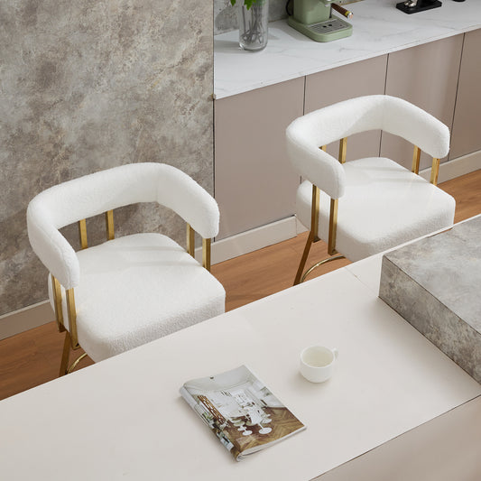 TS Modern decorative chair, living room side chair with gold metal legs, no wheels, suitable for dressing area, reception room, office,Teddy fleece upholstered metal foot sofa 2PC white W2311P412751