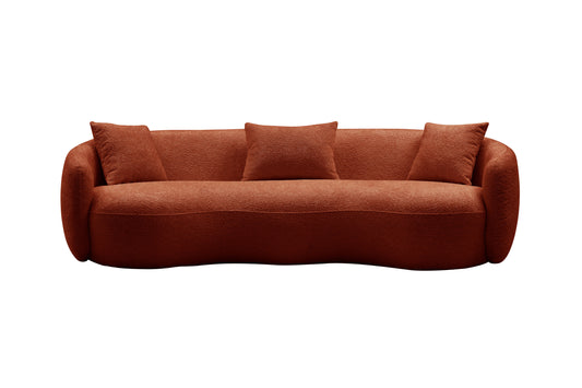 Mid Century Modern Curved Sofa,  Boucle Fabric Couch for Bedroom, Office, Apartment, Orange W876102841