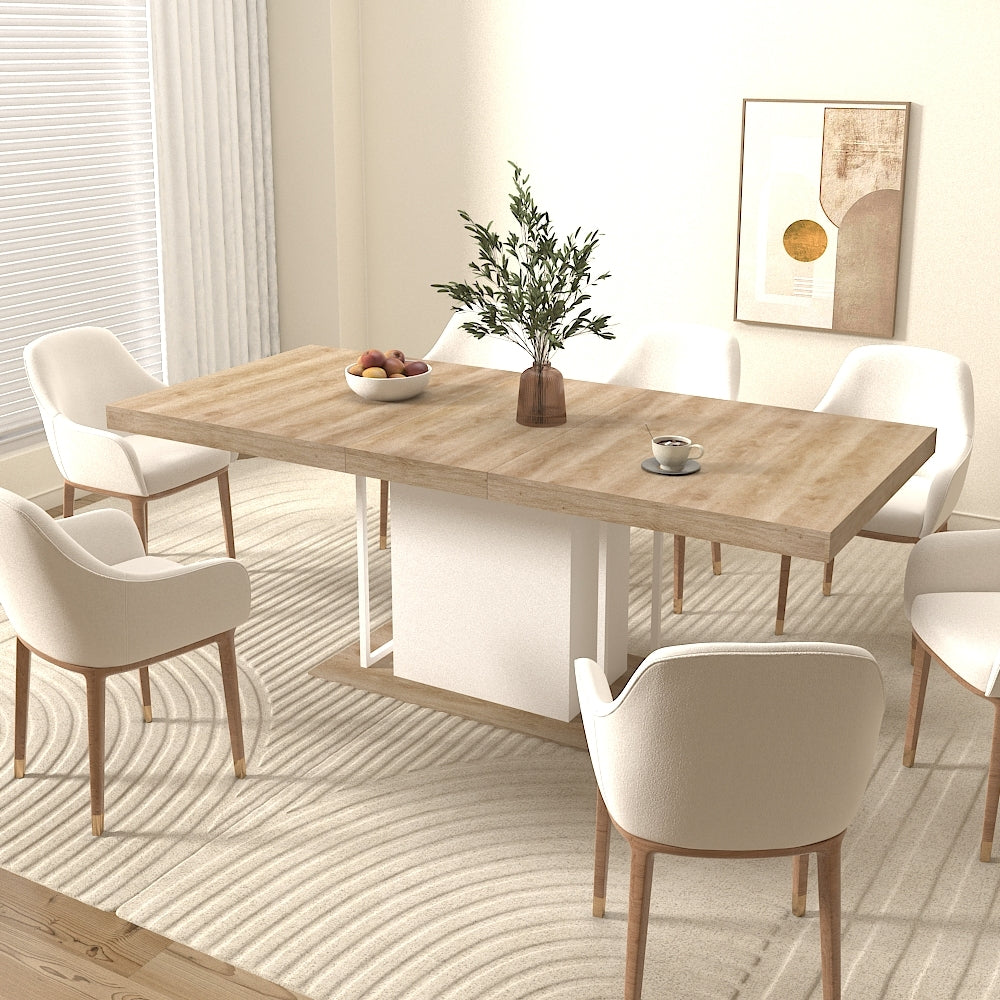Rectangle extendable dining table for 6-10 people aged effect wood 160-200 cm W1347S00010