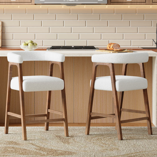 26'' Seat Height Bar Stools with Back,  Comfortable Counter Stools for Kitchen Island/Dining Room, Set of 2  N780P354192D
