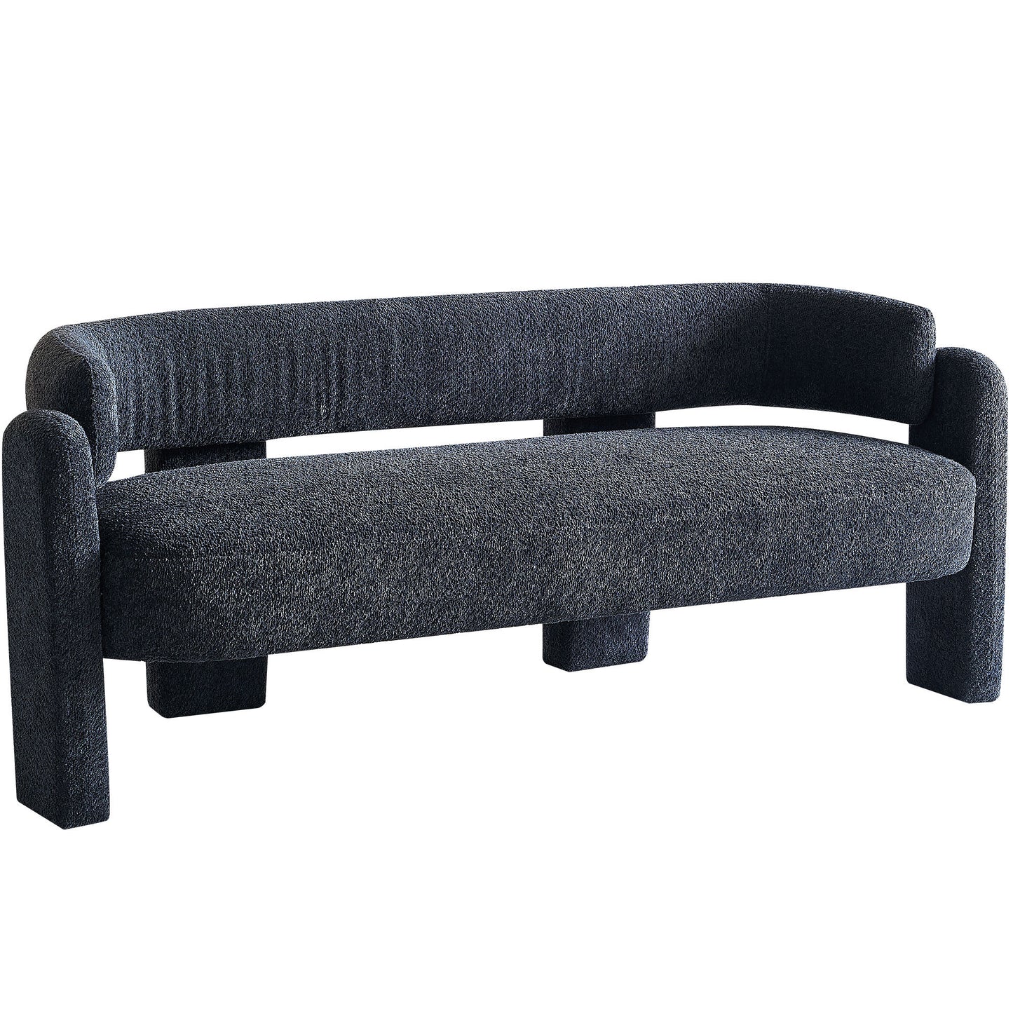Modern Sofa 75.59' Wide Boucle Upholstery for Living Room Dark Grey W579125479