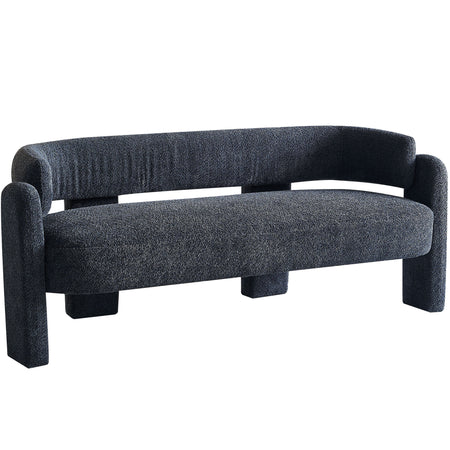 Modern Sofa 75.59' Wide Boucle Upholstery for Living Room Dark Grey W579125479