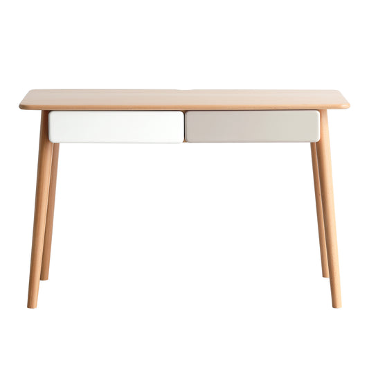Modern Simple Style Solid Wood Computer Desk with 2 Drawers and Gap Design in Beech, 47''  W128362458
