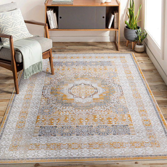 PAYAS Collection 6X9 Cream/Ivory / Medallion Area Rug  B189P493064