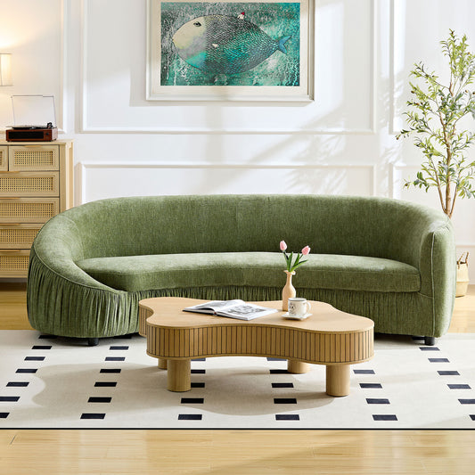 92.13 Inch Modern Design Curved Shaped Sofa Couch for Living Room,Upholstered Fabric 4-Seat Sofa No Need to Assembly Couch for Apartment,Green  W2582P231488