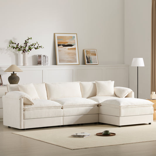 [VIDEO]103.5' Chenille Modular Sectional Sofa with Deep and Wide Seat,L Shaped Cloud Couch Set with Double Cushions,4 Seat Sofa with Movable Ottoman,Oversized Indoor Furniture for Living Room,3 Colors  N723S8687W