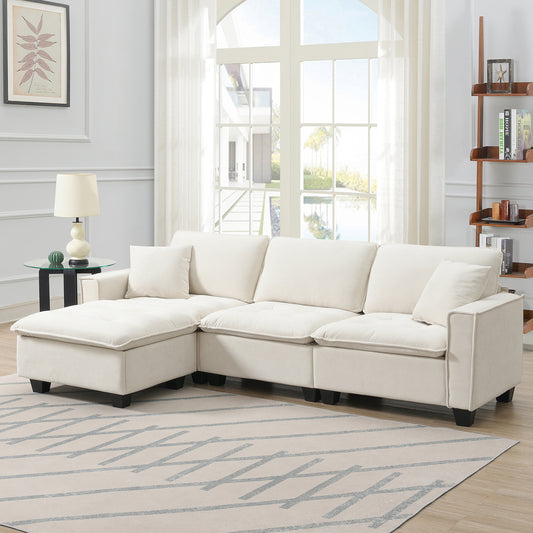 [VIDEO provided][New]100*59' Modern Convertible Sectional Sofa,L-shaped Reversible Couch Set with Free Pillows,4 Seat Suede Velvet Sleeper Sofa with Ottoman for Living Room,Apartment,Office,3 Colors  N723S6006A