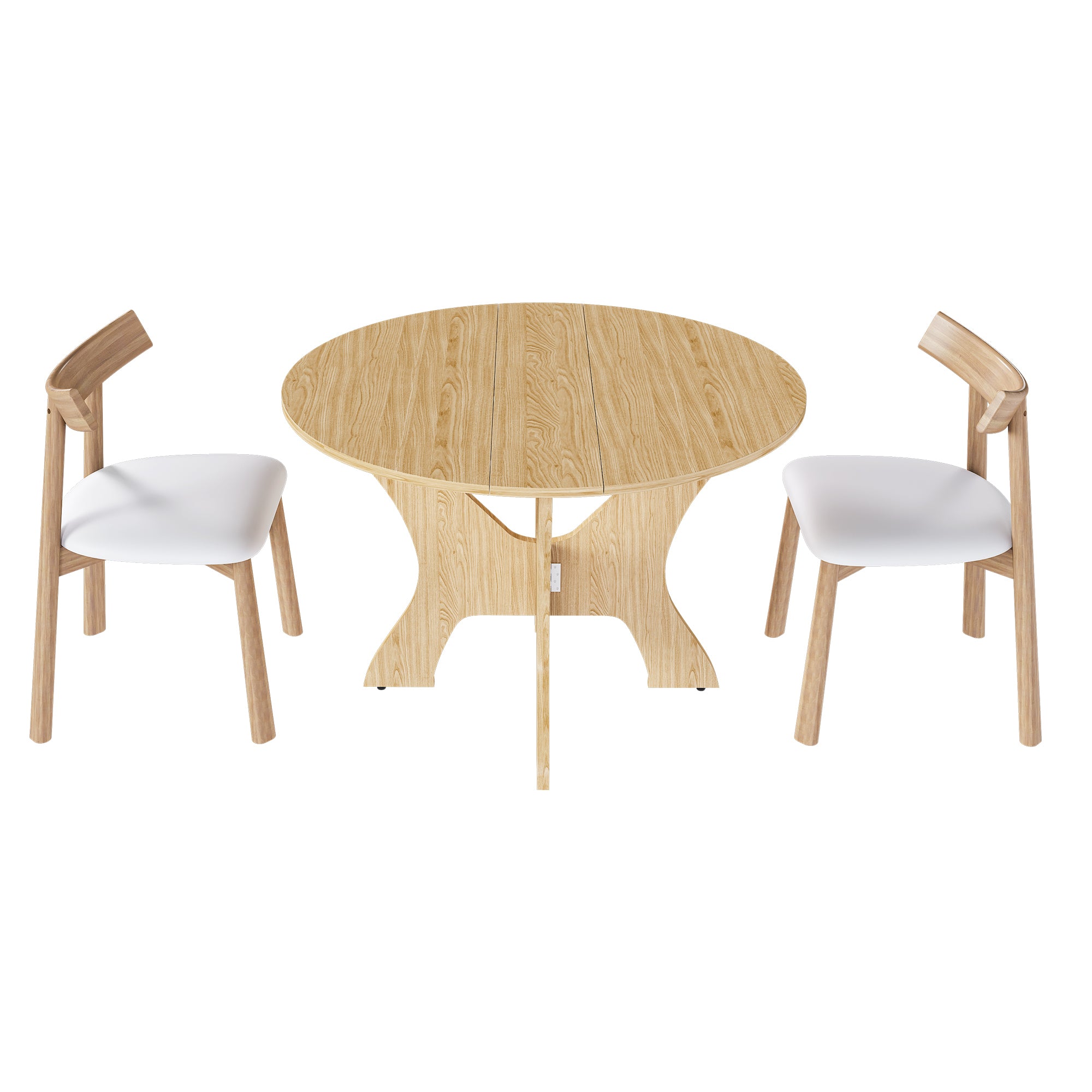 43 in Folding Dining Table Set with 2 Chairs, MDF Table with Wild