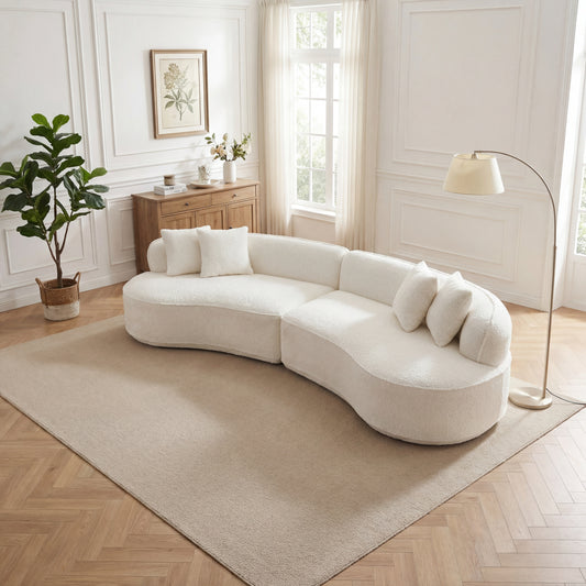 Modern Curved L-Shape Luxury Sectional Oversized Sofa: Minimalist Design, Comfy Sleeper Couch for Living Room, Apartment & Reception Spaces,No Assembly Required  W5515S00001