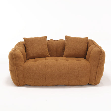 Cozy Beanbag Chair with High Resilience Foam Core for Two - Yellow Chenille, 66x35x25 inches W1996P182159