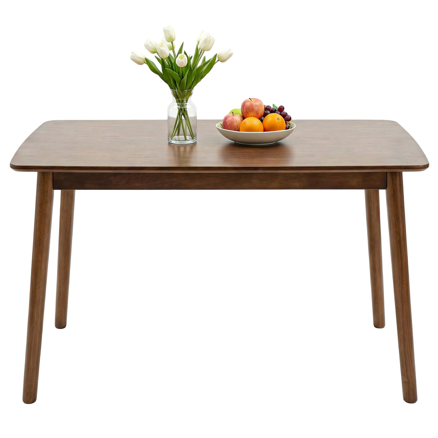 Solid Wood Dining Table, 47'' Rectangular Dining Table, Mid Century Modern Kitchen Table with Rounded Corners, Easy to Assemble, Small Dining Table for Dining Room, Kitchen, Living Room (Walnut)  W3204P465631