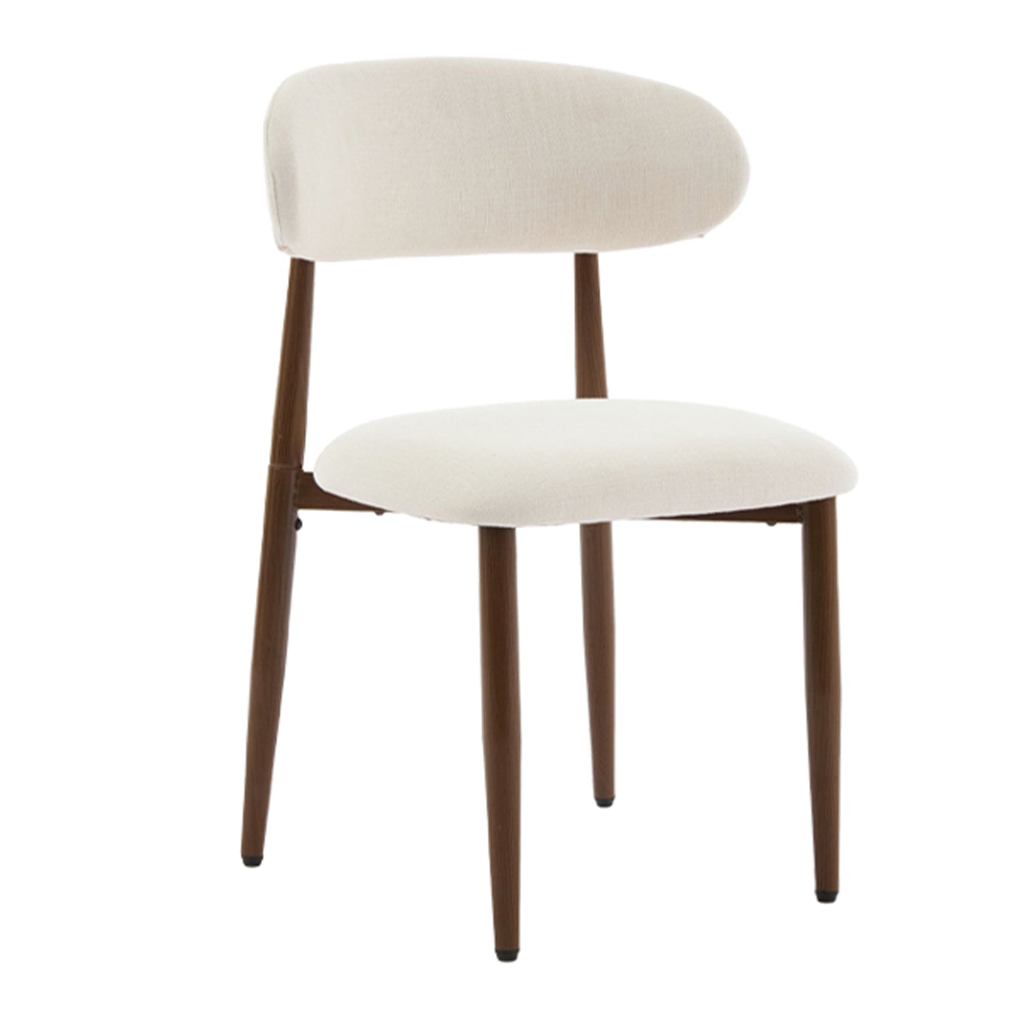 Modern Metal Dining Chairs Set of 2, Beige Fabric Upholstered for Dining Room, Metal Frame with Woodgrain Finish, 33H x 19W x 17.5D  W3916P426311
