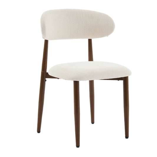 Modern Metal Dining Chairs Set of 2, Beige Fabric Upholstered for Dining Room, Metal Frame with Woodgrain Finish, 33H x 19W x 17.5D  W3916P426311