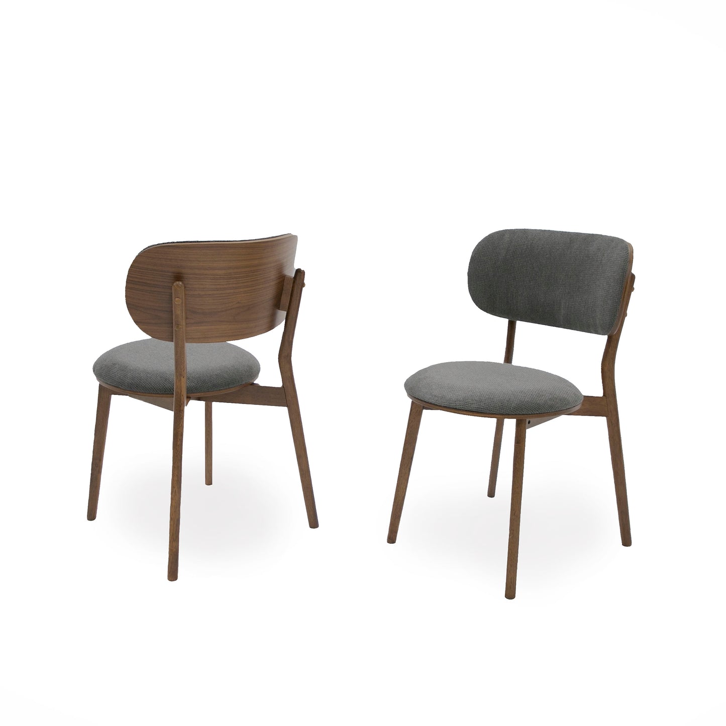 Modrest Donald Modern Dark Grey & Walnut Dining Chair (Set of 2)