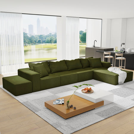 Modern Upholstered Sectional Sofa Couch Set,Modular 132' L Shaped Sectional Living Room Sofa Set With 6 Pillows,Free Combination Sofa Couch for Living Room,Bedroom W834S00373