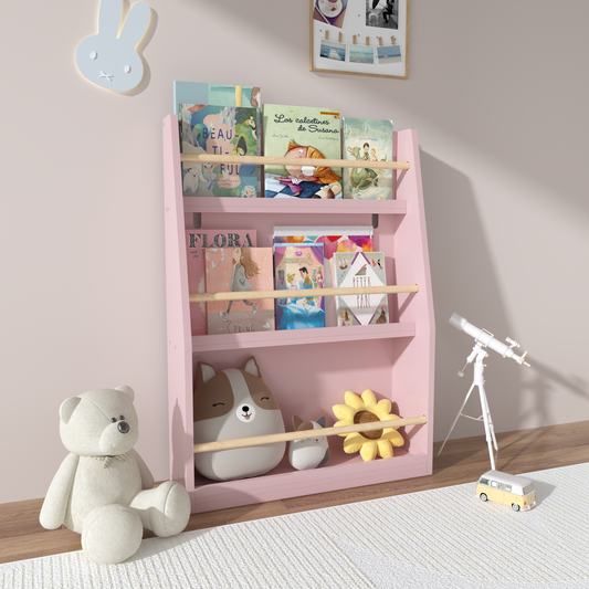 3 Tier Kids Book Shelf,Kids Book Rack, Helps Keep Bedrooms, Playrooms, and Classrooms Organized,Pink  W808P236858