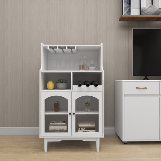 Living room White wine cabinet with removable wine rack and wine glass rack, a glass door cabinet  W28265029