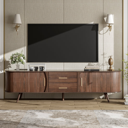 Mid-Century Modern TV Stand for 80' TV, Entertainment Center with Storage for Living Room, Bedroom, Media Console Table with 2 Drawers N710P257611P