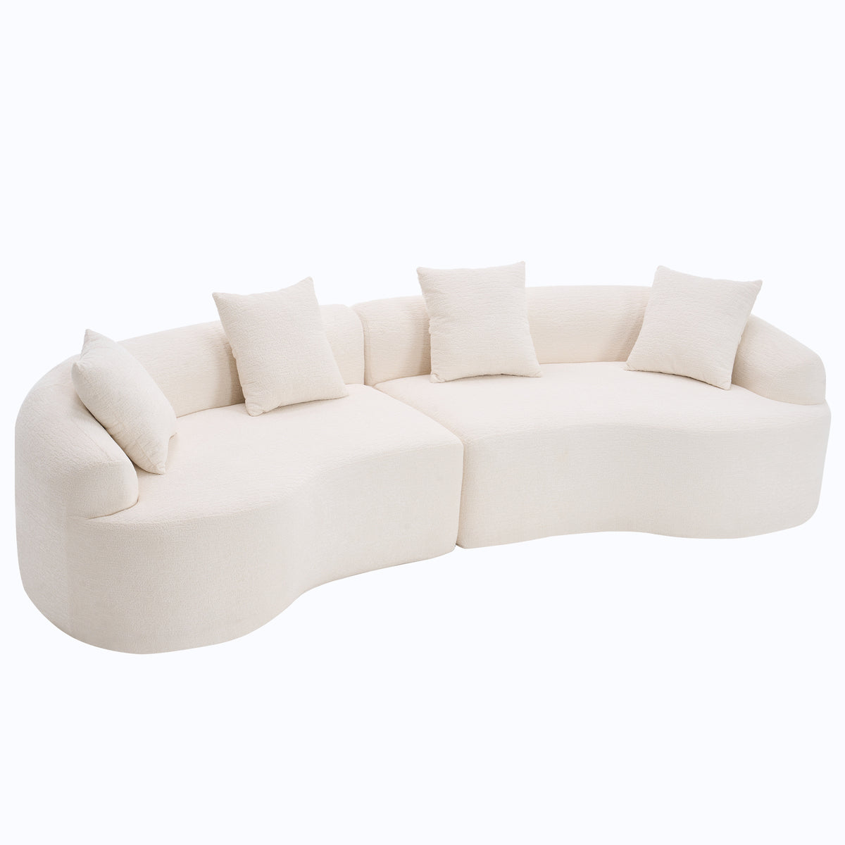 LY-025 Full Compression Sponge Sofa Cloud White Curved Modular Sectional 30D High-Density Chenille Sleeper Couch 110'L  W2231S00005