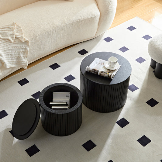 Nested table set 2 pieces, MDF coffee table set Living room/lounge area, black  W2085123990
