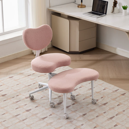 Meditation Chair Plus, Cross Legged Chair with Wheels, ADHD Chair, Criss Cross Desk Chair with Lumbar Support and Adjustable Stool, Flexible Design for Fidgety Sitters, Pink  W1143P360516