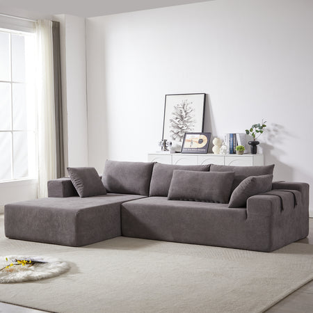 Modern Chenille Upholstered Sectional Sofa Couch Set,Modular 108' L Shaped Sectional Living Room Sofa Set With 6 Pillows,Free Combination Sofa Couch for Living Room,Bedroom(Left Chaise)W834S00400