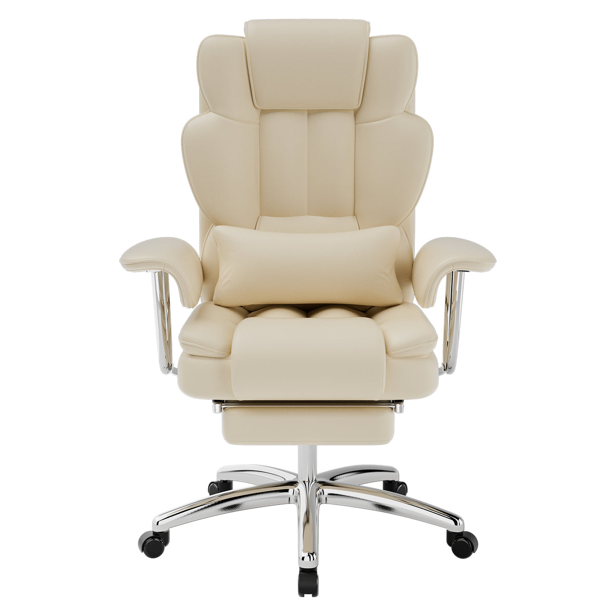 Office Chair, Big and Tall Executive Office Chair with Footrest, Leather Computer Chair, Ergonomic Reclining Chair High Back , Large Home Office Chair (Beige)  W2367P212099