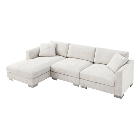 Modern Cloud Sectional Sofa L-shaped Luxury Couch Set with Chaise and Free Pillows Chenille Fabric  N723S6037A