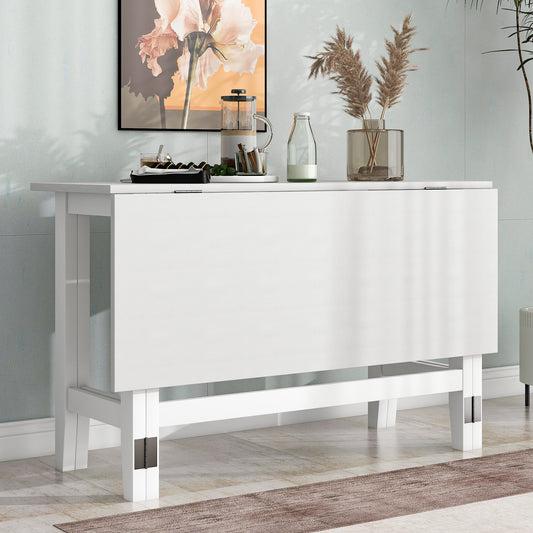 TOPMAX Farmhouse Wood Extendable Dining Table with Drop Leaf for Small Places, White  N717P195019K
