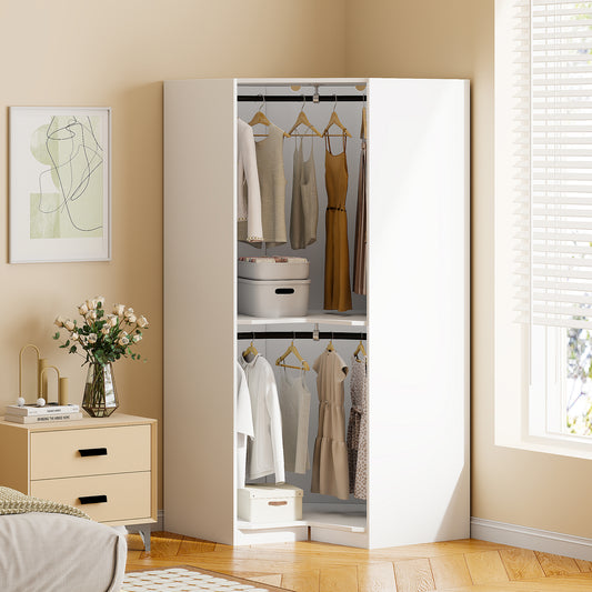 Polygon Corner Wardrobe, White  N820S00020AAK