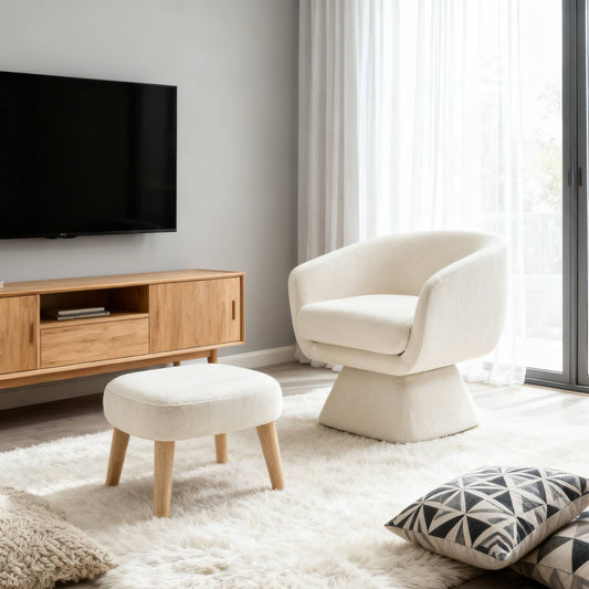 Lazy Chair with Ottoman, Modern Lounge Accent Chair, Leisure Upholstered Sofa Chair Reading Chair with Footrest for Small Space, Corner Chair W2085P381032