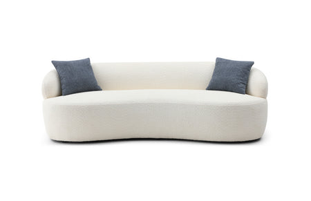 Mid Century Modern Curved Sofa, 3 Seat Cloud couch Boucle sofa Fabric Couch for Living Room, Bedroom, Office Beige  W87642013