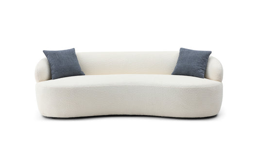 Mid Century Modern Curved Sofa, 3 Seat Cloud couch Boucle sofa Fabric Couch for Living Room, Bedroom, Office Beige  W87642013