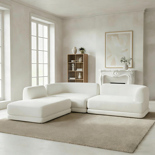 115' Modern L-Shaped Sectional Sofa with High-Density Fully Compressed Sponge and Chaise Lounge, Deep Seating 3-Piece Set, Fully Assembled Right Hand Facing, Perfect for Living Room, Lounge N767P385430A