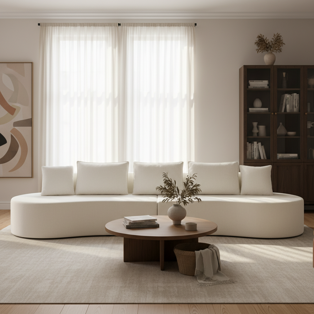 138.6' Modern Curved Modular Sectional Sofa with High-Density Fully Compressed Sponge, 2-Piece Set, Fully Assembled Left/Right Hand Facing, Perfect for Living Room, Lounge N767P366006W