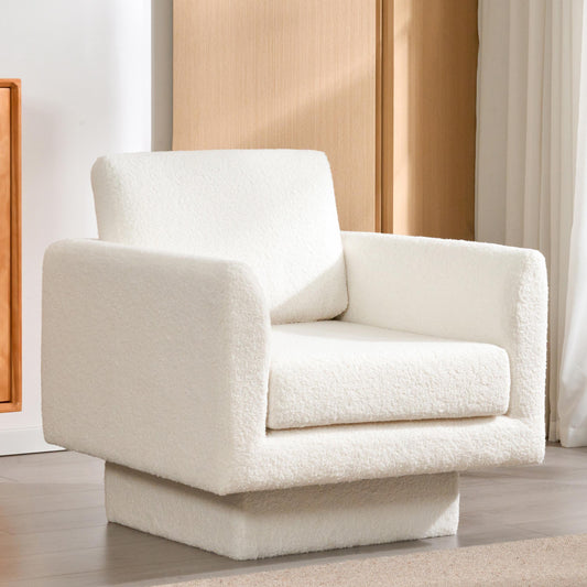 360° Modern Swivel Accent Chair,30' W Teddy Sherpa Round Armchair,Thick Padded Single Lounge Sofa,Upholstered Comfy Barrel Chair,Reading Club Chair for Living Room,Nursery,Bedroom,4 Colors  N723P225031K