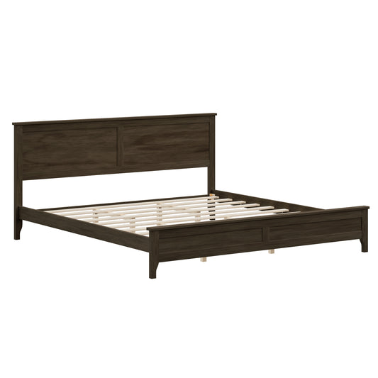 Modern Espresso Solid Wood King Size Platform Bed with Sturdy Wooden Slats and No Box Spring Needed  N701P300990E