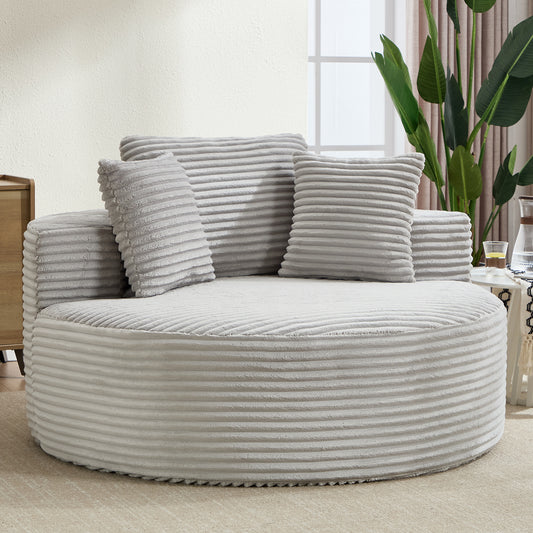 Round Sofa Bed with Memory Foam Sectional Couches for Living Room, Cloud Couch with three pillows, Grey  W3224P357095