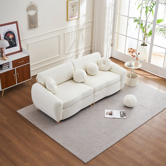 Modern Sofa for Living Room, 84' Green Chenille Sofa Couch, Sectional Love Seat Couch, Upholstered Sofa for Apatment Bedroom Home Office W2363S00023