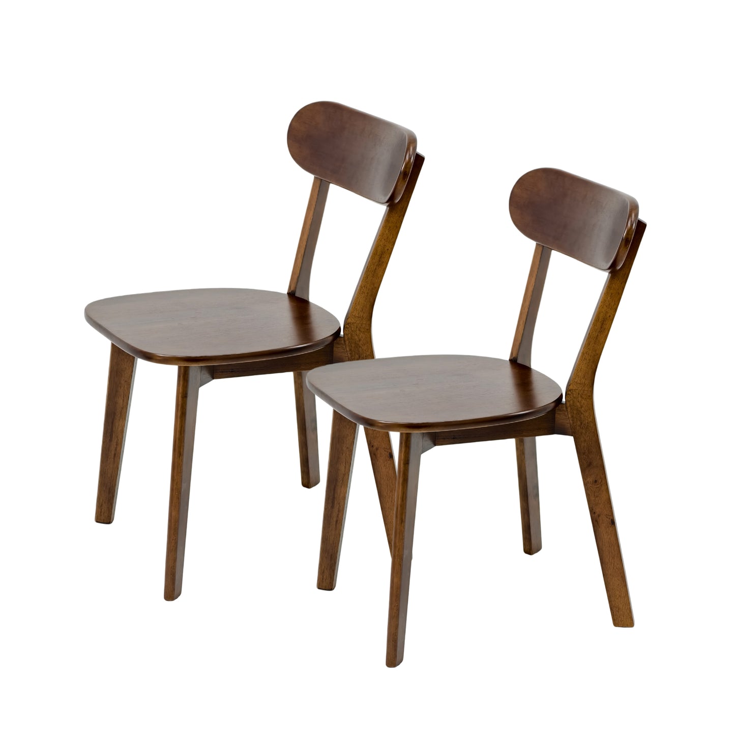 100% Natural Solid Wood Dining Chairs Set of 2, Mid Century Modern Dining Chairs with Curved Backrest, Kitchen Chair with Adjustable Foot Pads for Dining Room, Kitchen, Living Room, Study, Walnut  W3204P429361