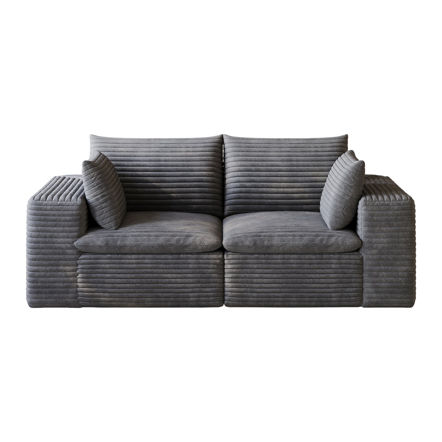 71' Cloud Sofa,Corduroy Fabric,Deep Seat Couches,Double-layer design,Removable Cushion,No Assembly, DIY Combination for Living room, Bedroom,Conference room ,Apartment,Dark Grey  W2824P447646