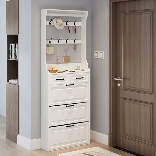 NEW White color shoe cabinet  with 3 doors 2 drawers with hanger,large space for storage W1320P236454
