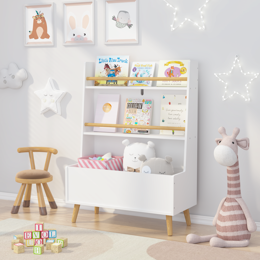 Kids Bookshelf, Book and Magazine  Rack, Book Organizer, toy Storage Cabinet Organizer, White  W808127562