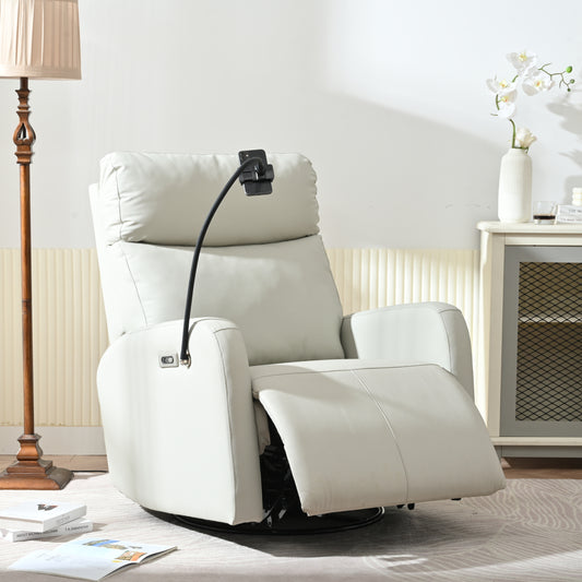 270° Power Swivel Rocker Recliner Chair, Electric Glider Reclining Sofa with USB Ports, Power Swivel Glider, Rocking Chair Nursery Recliners for Living Room Bedroom(Light Gray+270° Swivel)  W1028S00028