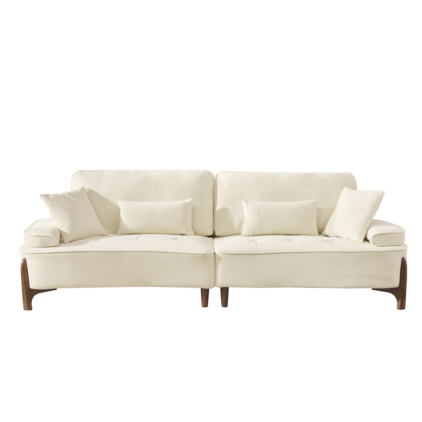 103 Inch Comfortable Deep Seated Sofa with Pillows in Beige Cloud Velvet Polyester for Bedroom, Living Room, Office W2290S00008