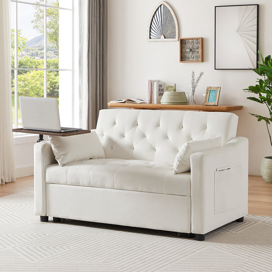 CREAM WHITE VELVET SOFA BED  W588136688