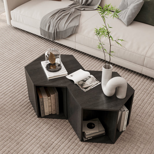 47.24'' Hexagonal Coffee Table Side Table Nightstand Burmese Sumac 2PCS  W757P164918