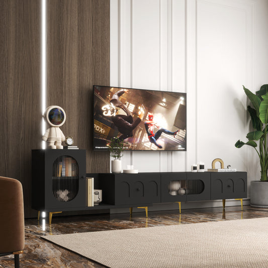 Wood Extendable TV Stand Rectangle Entertainment Center,Media TV Console for Living Room Bedroom W331S00178